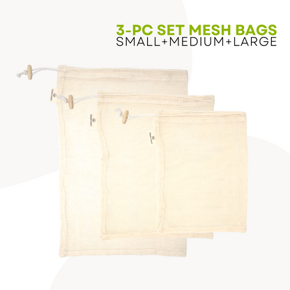 Mesh Bags 100% Organic Cotton (Set of 3)