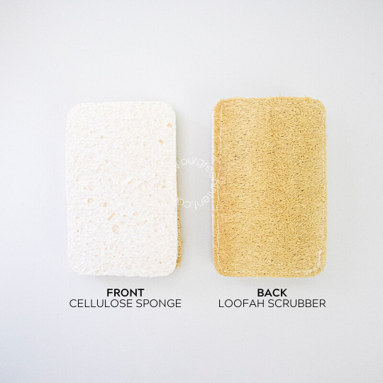 Cellulose Dish Sponge with Loofah Scrubber